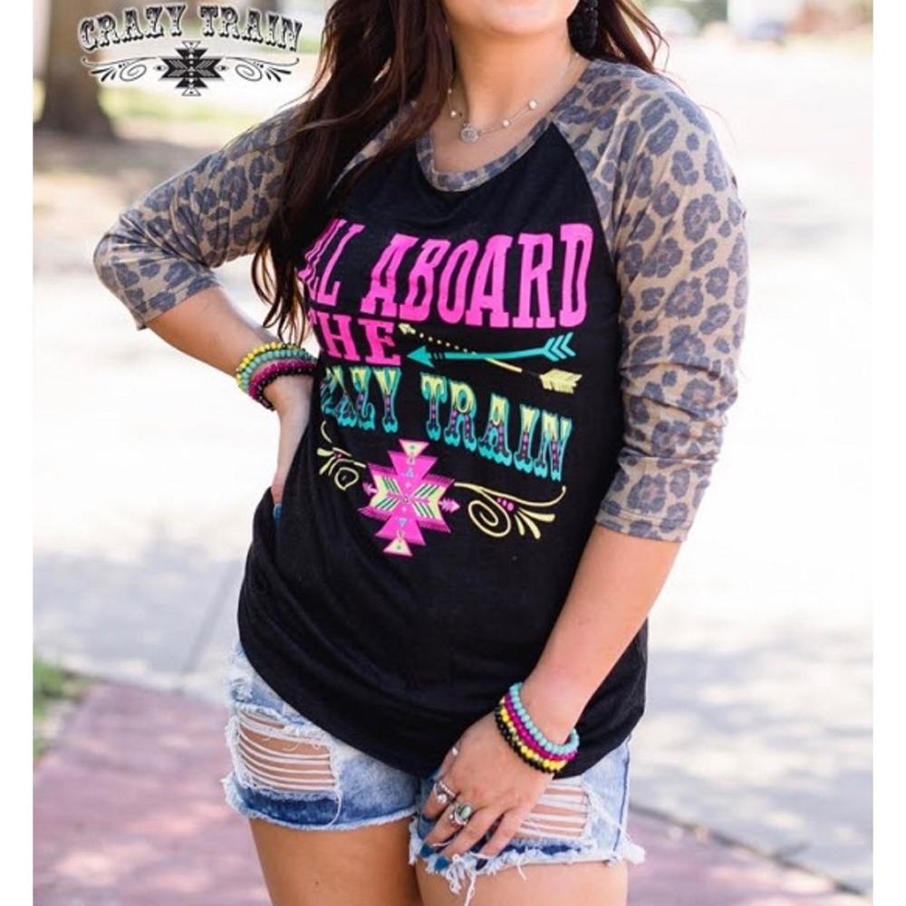 LAST ONE ๐ALL ABOARD!! Crazy Train Baseball Tee๐ - Picture 3 of 10